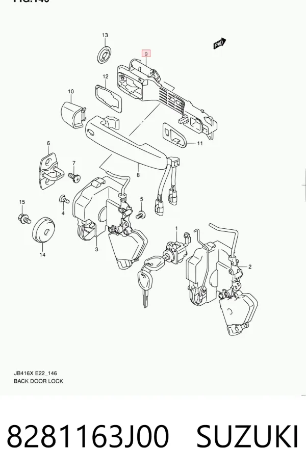 Suporte de maçaneta externa da porta dianteira direita 8281163J00 Suzuki