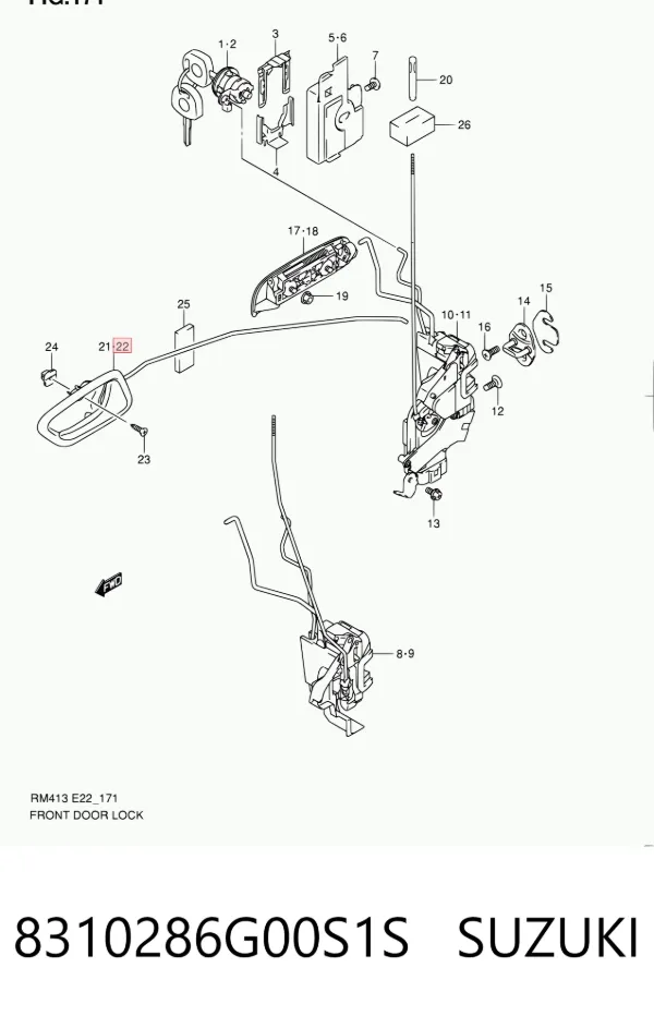 Maçaneta interna esquerda da porta dianteira 8310286G00S1S Suzuki