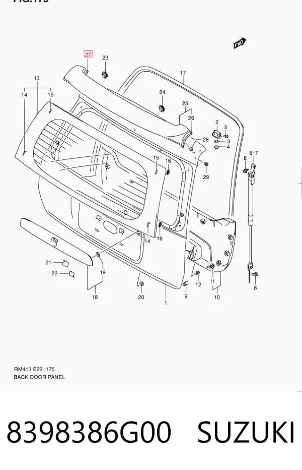 Spoiler de porta-malas (de 3ª/5ª porta traseira) 8398386G00 Suzuki