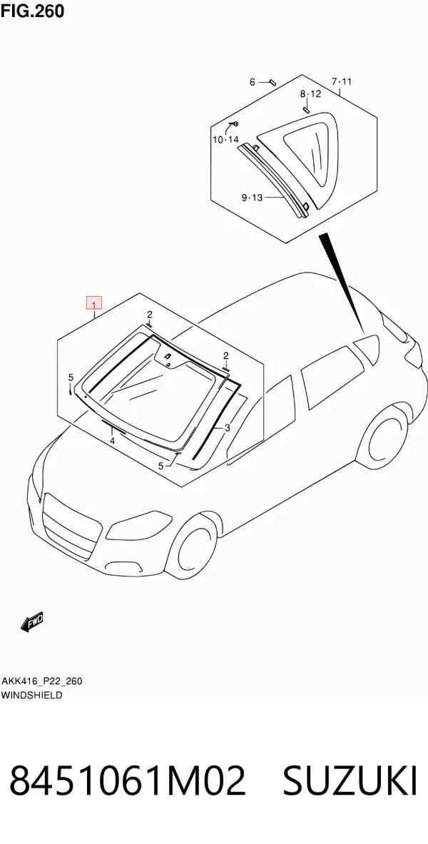 Pára-brisas 8451061M02 Suzuki