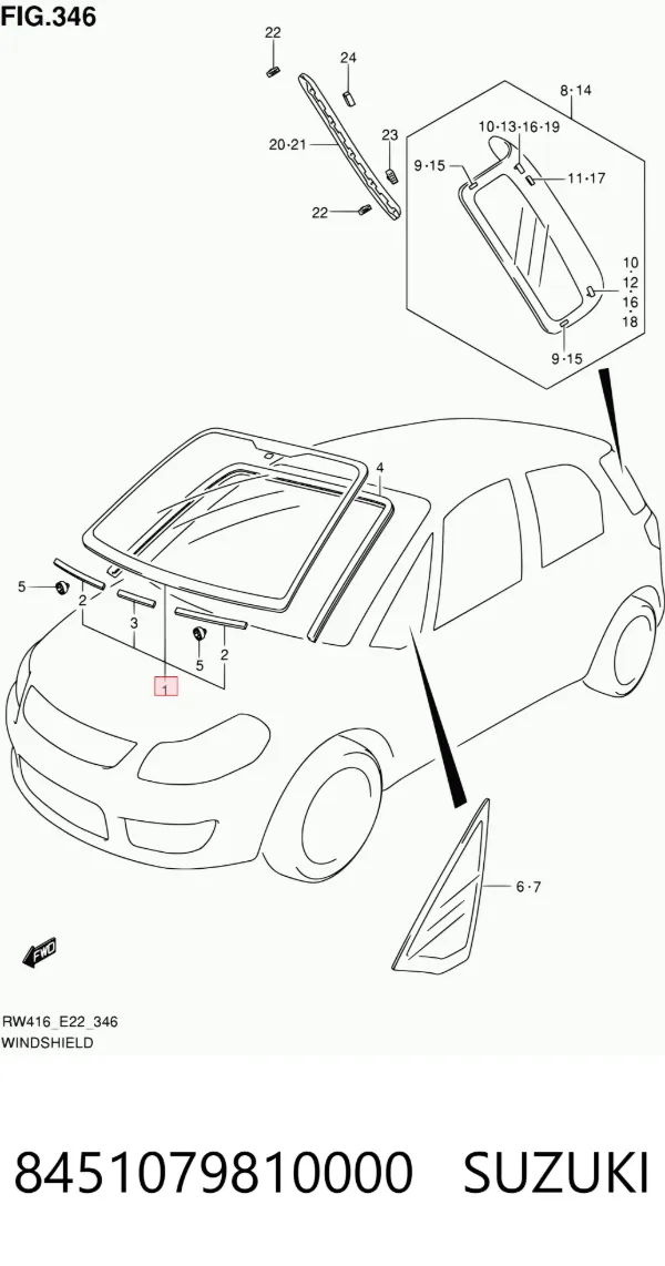 Pára-brisas 8451079810000 Suzuki