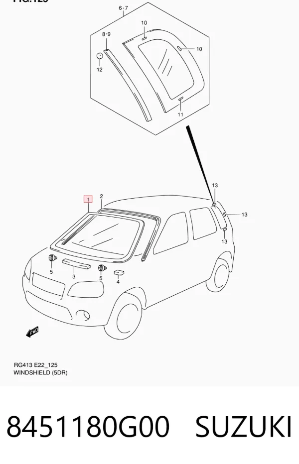 Pára-brisas 8451180G00 Suzuki