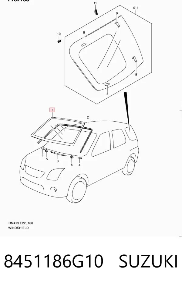 Pára-brisas 8451186G10 Suzuki