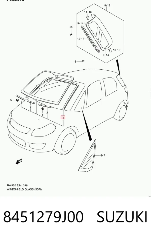 Moldura de pára-brisas Suzuki SX4 GY