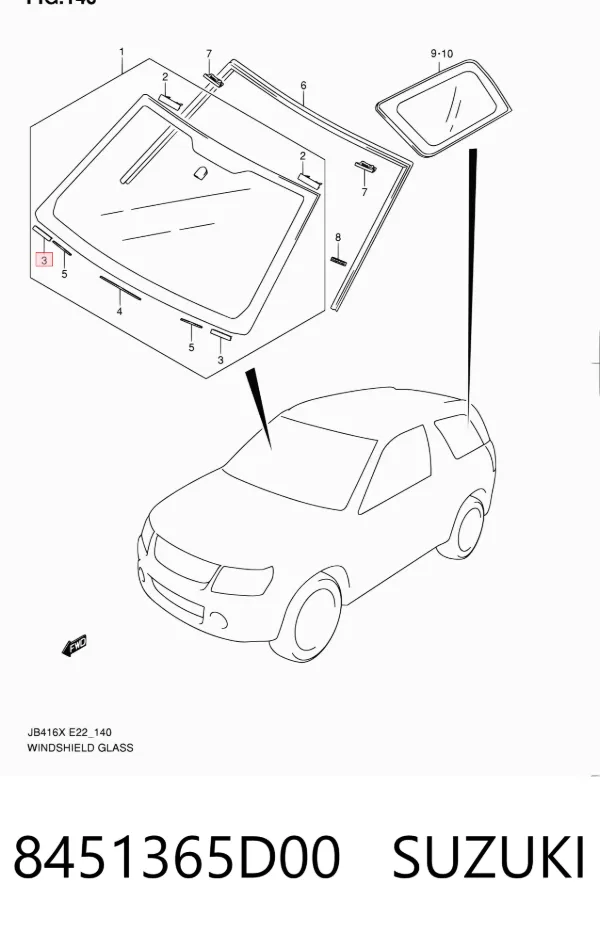 Pára-brisas 8451365D00 Suzuki