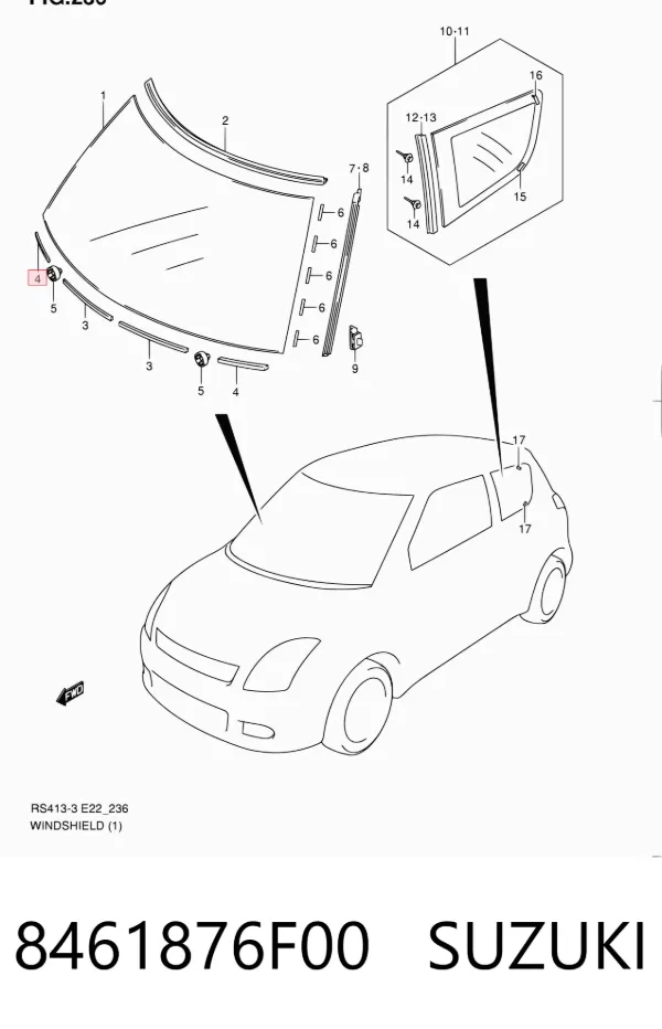 Compactador de pára-brisas 8461876F00 Suzuki