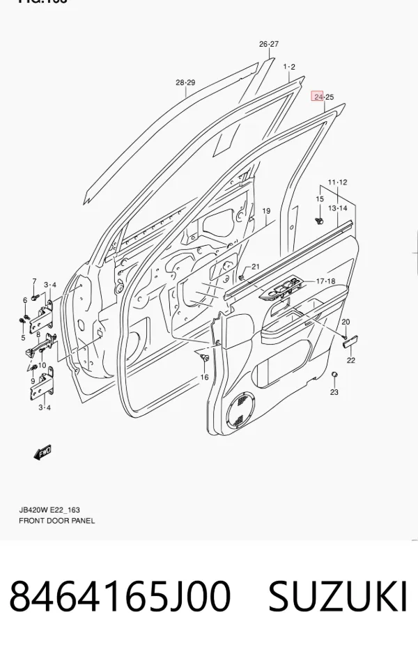 Compactador da porta dianteira direita (na porta) 8464165J00 Suzuki