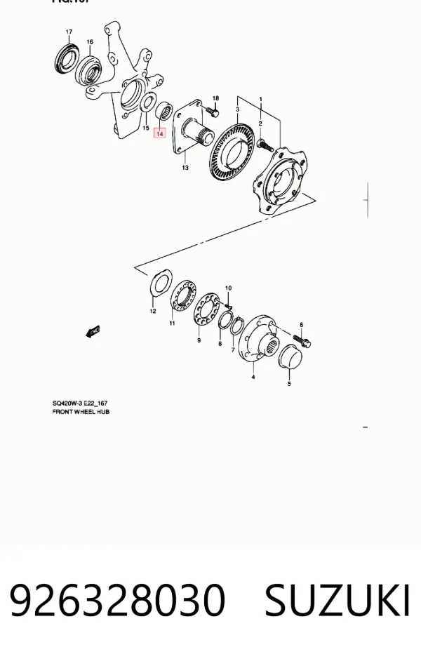 Rolamento de cubo dianteiro 926328030 Suzuki