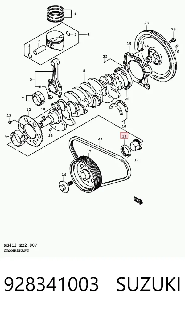 Vedação dianteira de cambota de motor 928341003 Suzuki
