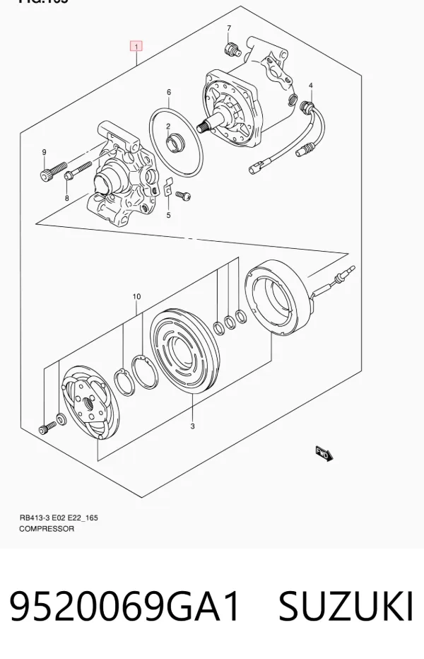 Compressor de aparelho de ar condicionado 9520069GA1 Suzuki