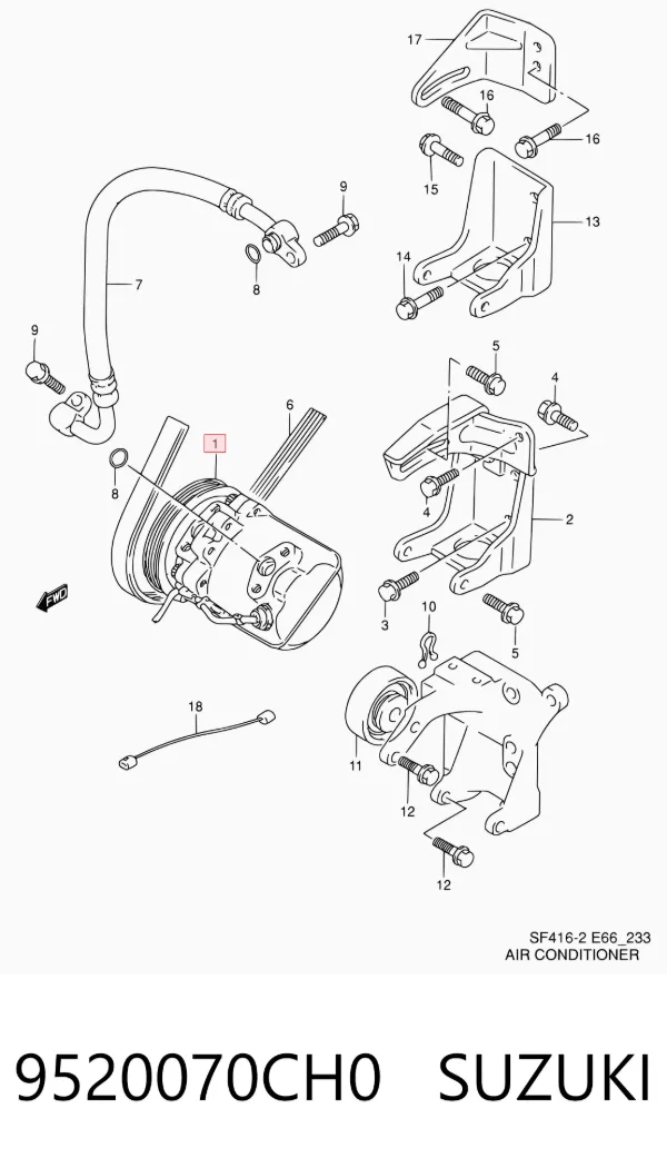 Compressor de aparelho de ar condicionado 9520070CH0 Suzuki