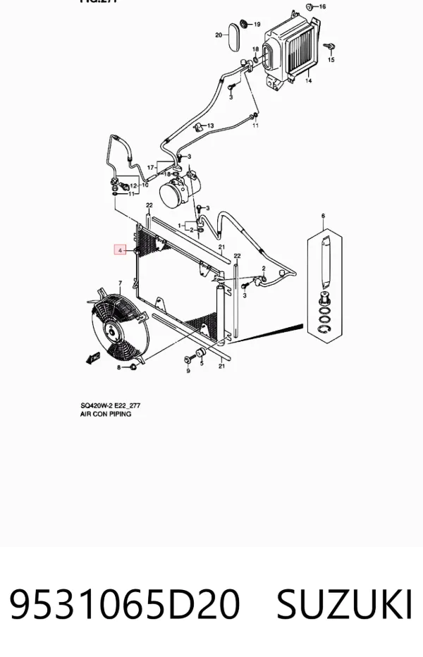 Radiador de aparelho de ar condicionado 9531065D20 Suzuki