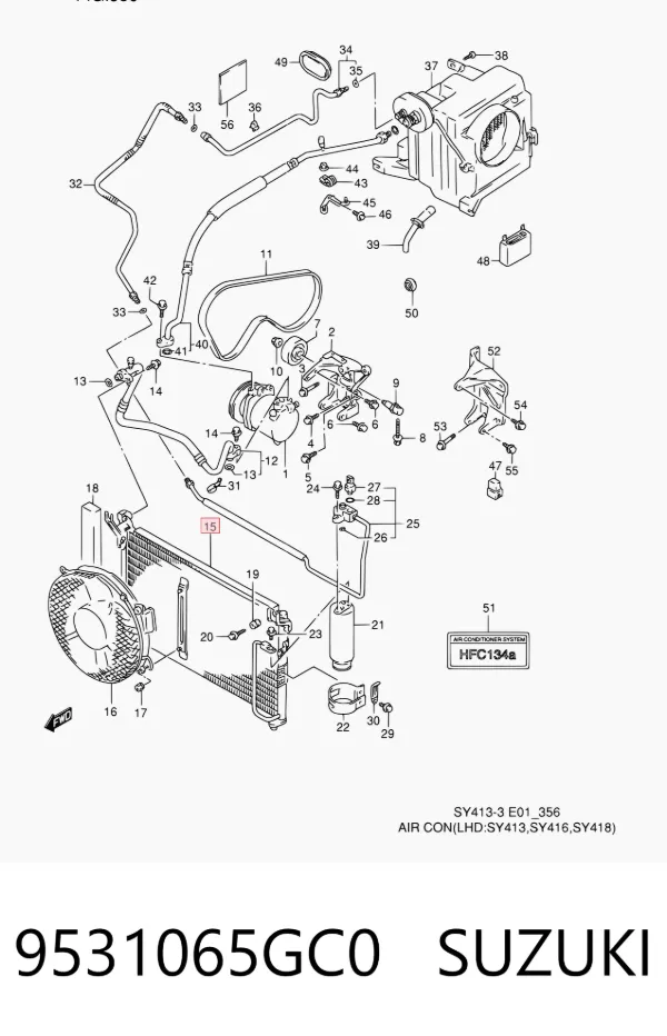 Radiador de aparelho de ar condicionado 9531065GC0 Suzuki