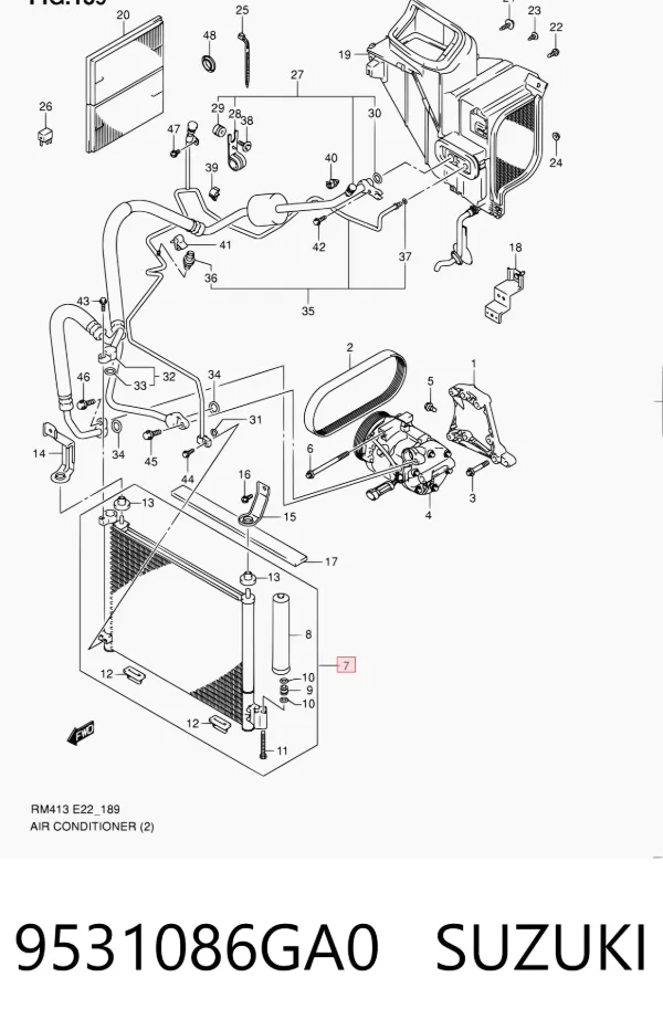 Radiador de aparelho de ar condicionado 9531086GA0 Suzuki