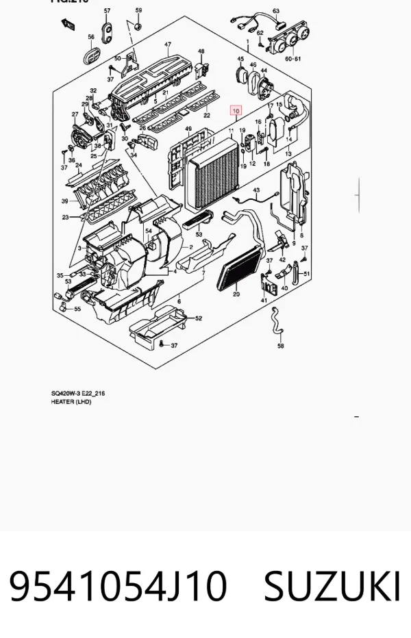 Vaporizador de aparelho de ar condicionado 9541054J10 Suzuki
