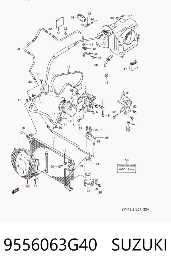 Difusor do radiador de esfriamento, montado com motor e roda de aletas 9556063G40 Suzuki