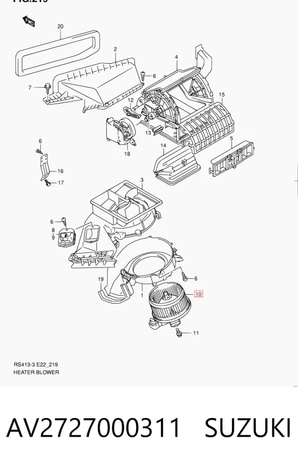 Motor de ventilador de forno (de aquecedor de salão) AV2727000311 Suzuki