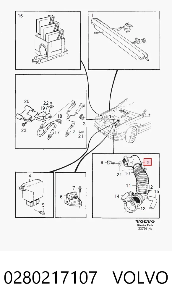 Sensor de fluxo (consumo) de ar, medidor de consumo M.A.F. - (Mass Airflow) 0280217107 Volvo