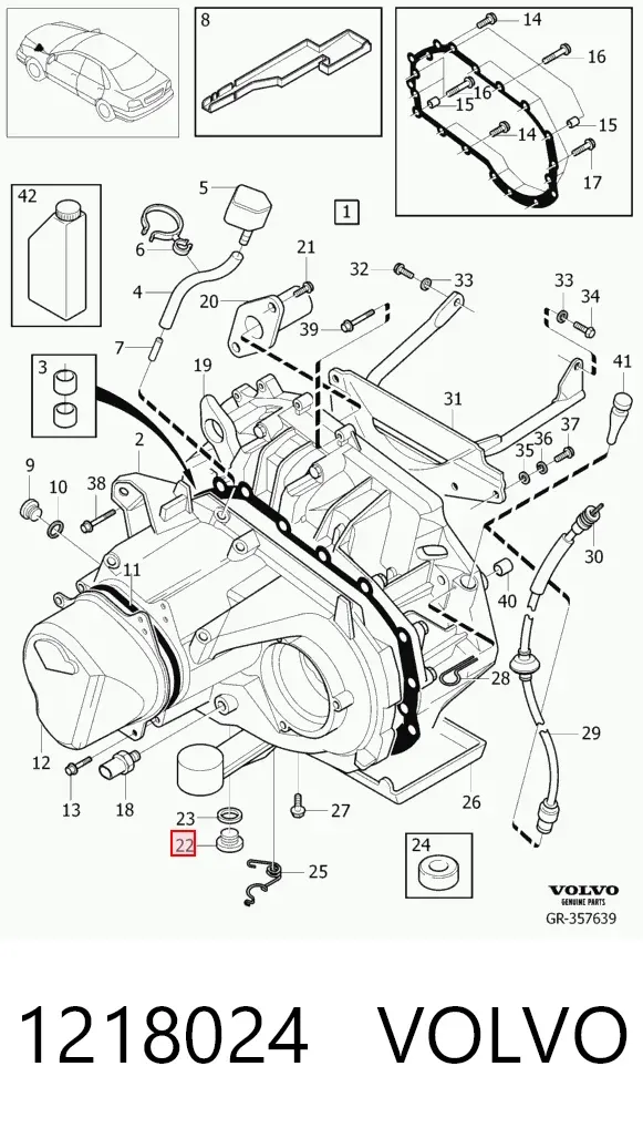 Tampão de panela de motor 1218024 Volvo