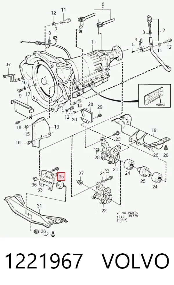 Coxim de transmissão (suporte da caixa de mudança) 1221967 Volvo
