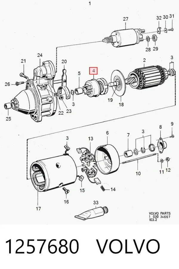 Roda-livre do motor de arranco 1257680 Volvo