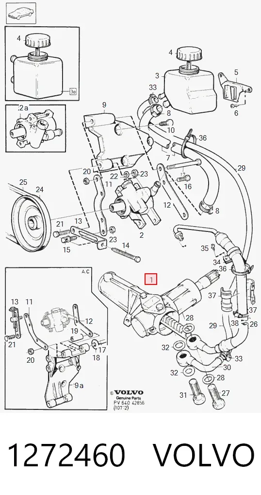Cremalheira da direção 1272460 Volvo