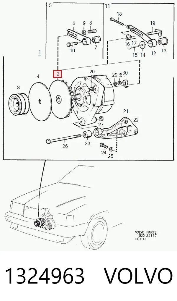 Roda de aletas do gerador 1324963 Volvo