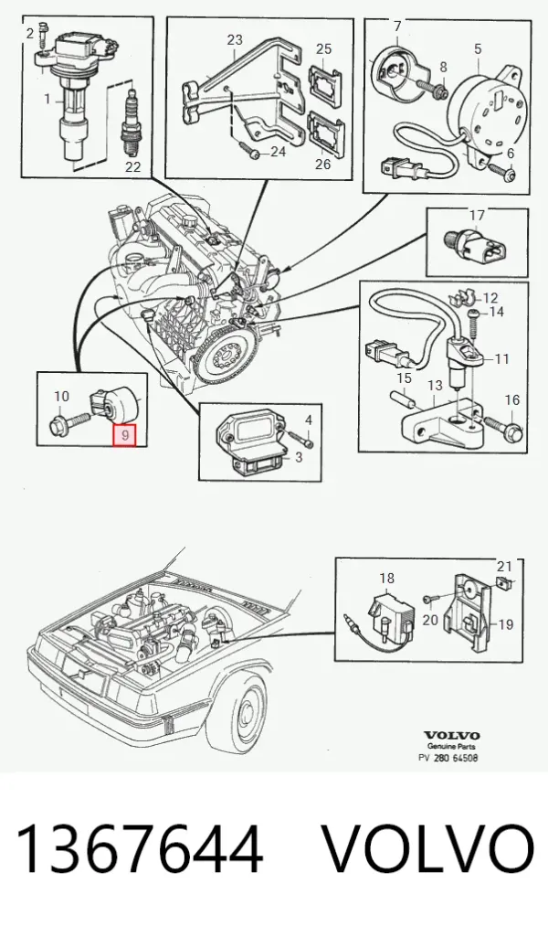 Sensor de detonação 1367644 Volvo