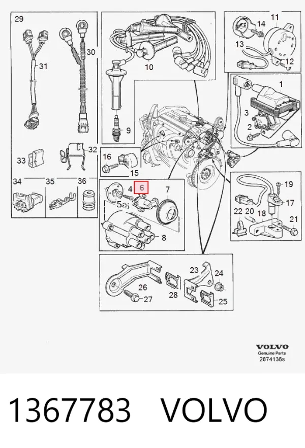 Slider (rotor) de distribuidor de ignição, distribuidor 1367783 Volvo