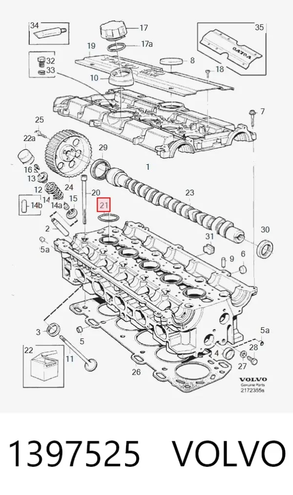 Vedante da tampa de válvulas de motor, anel 1397525 Volvo