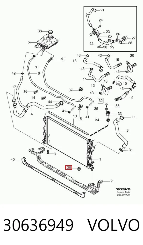 Consola (coxim de fixação) inferior do radiador 30636949 Volvo