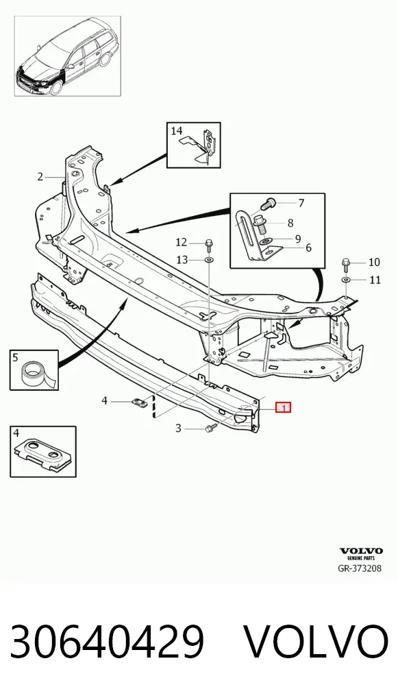 Reforçador do pára-choque dianteiro Volvo S80 II