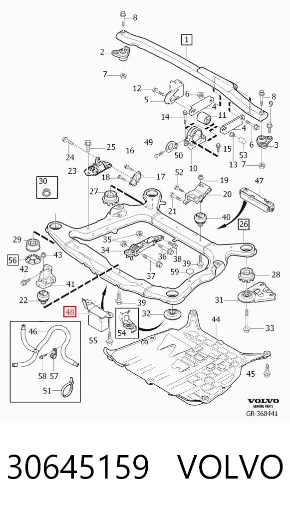 Amortecedor de viga dianteira (coxim) 30645159 Volvo