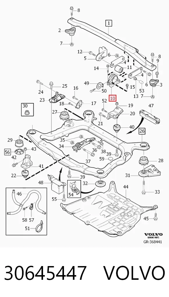 Coxim (suporte) superior de motor 30645447 Volvo