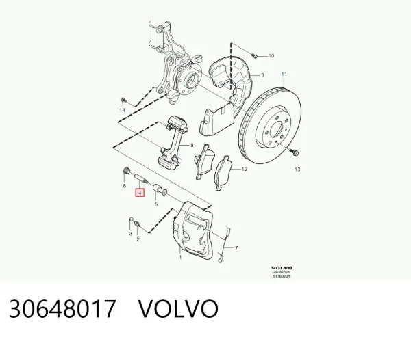 Guia de suporte dianteiro 30648017 Volvo