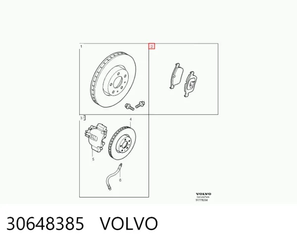 Sapatas do freio dianteiras de disco 30648385 Volvo