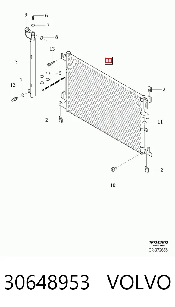 Radiador de aparelho de ar condicionado 30648953 Volvo