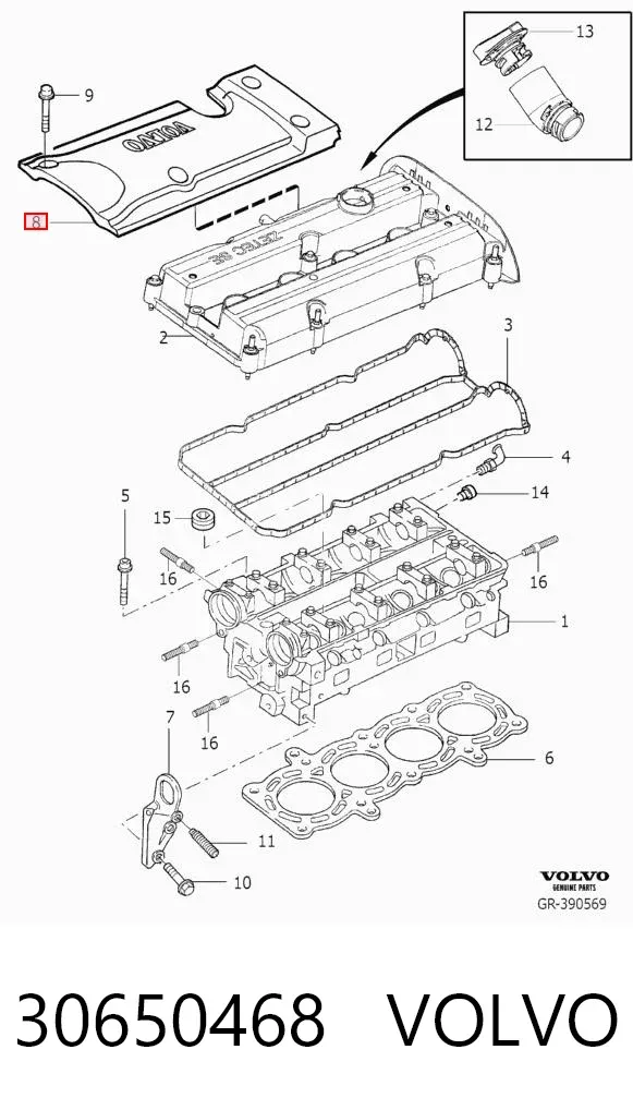 Tampa de motor decorativa 30650468 Volvo