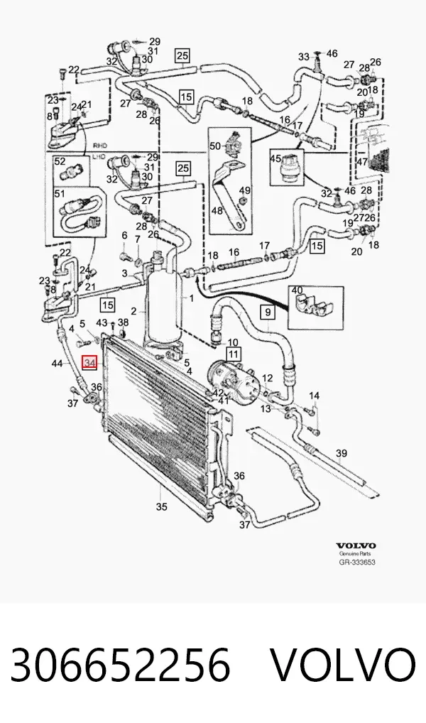 Radiador de aparelho de ar condicionado 306652256 Volvo