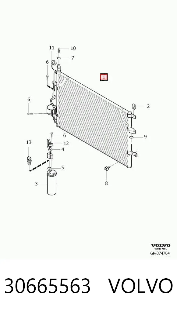 Radiador de aparelho de ar condicionado 30665563 Volvo