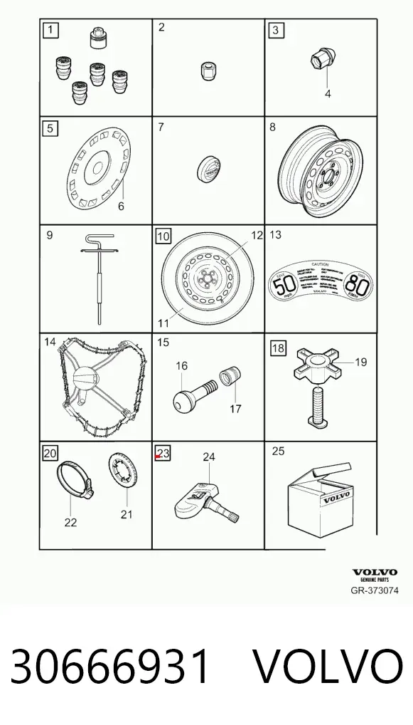 Sensor de pressão de ar nos pneus 30666931 Volvo