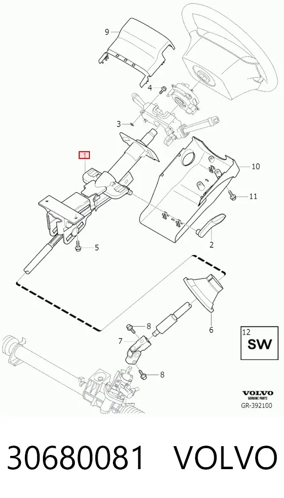 Coluna da direção Volvo XC90 