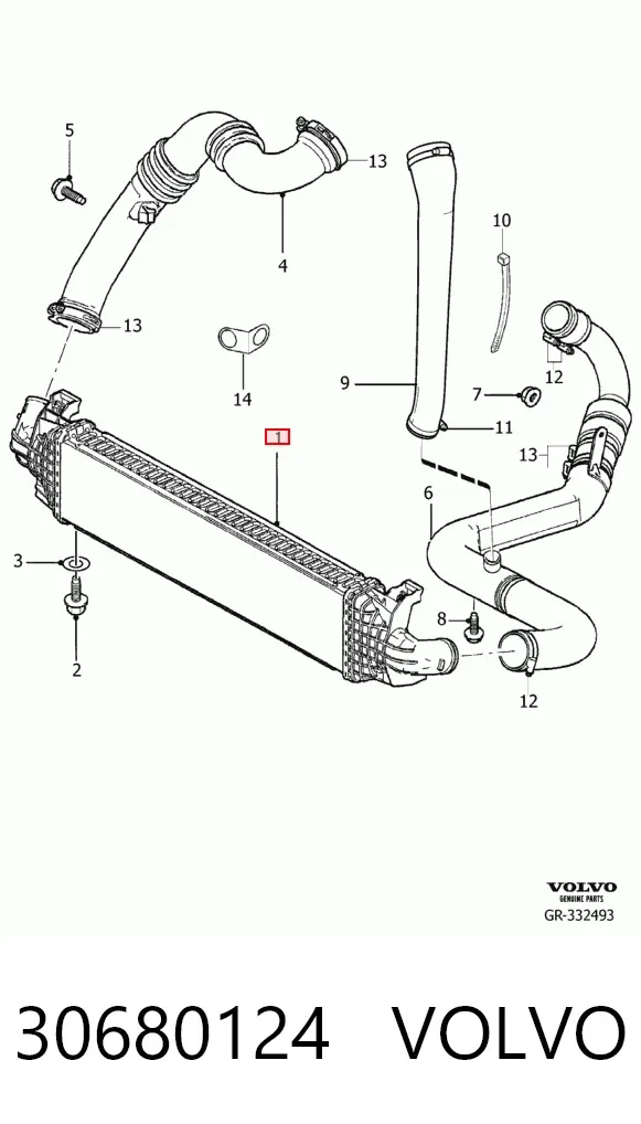 Radiador de intercooler 30680124 Volvo