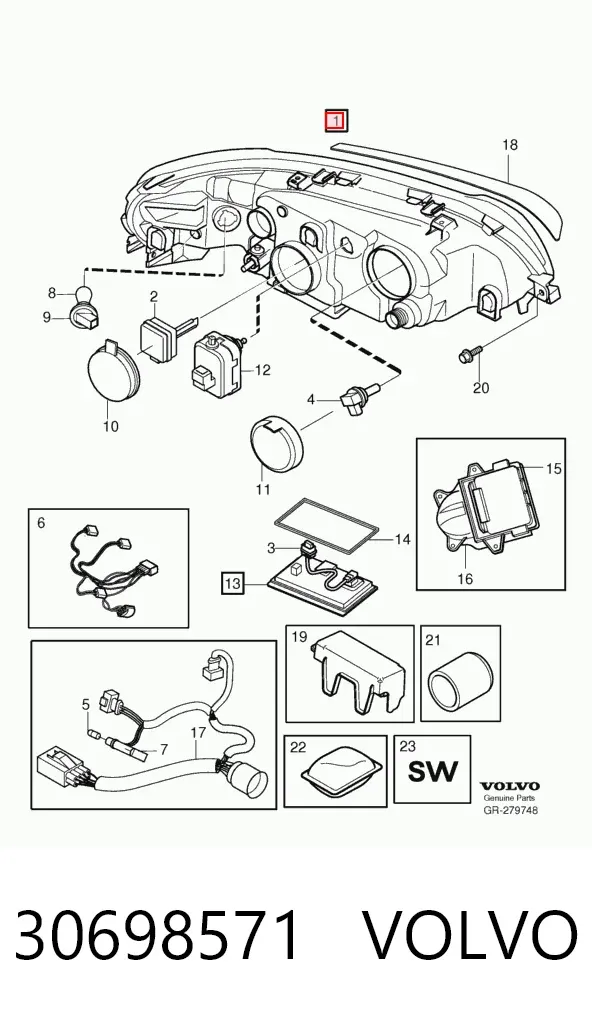 Luz direita 30698571 Volvo