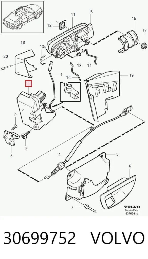 Fecho da porta dianteira direita 30699752 Volvo