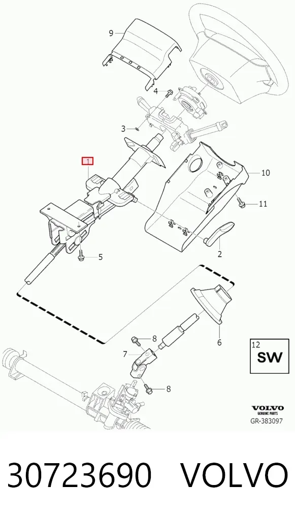 Coluna da direção 30723690 Volvo
