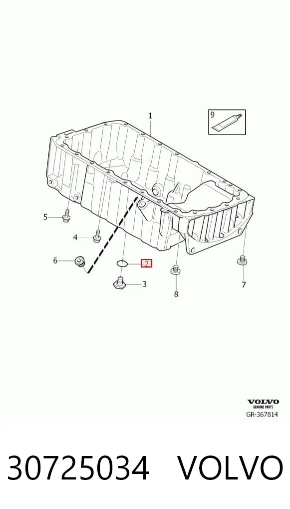 Vedante de rolha de panela de motor 30725034 Volvo