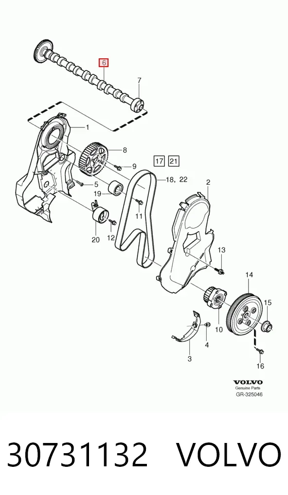 Árvore distribuidora de motor de escape 30731132 Volvo