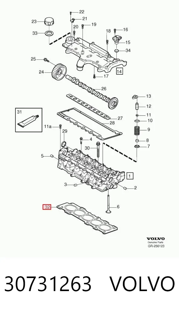 Vedante de cabeça de motor (CBC) 30731263 Volvo