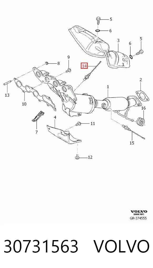 Sonda lambda, sensor de oxigênio depois de catalisador 30731563 Volvo